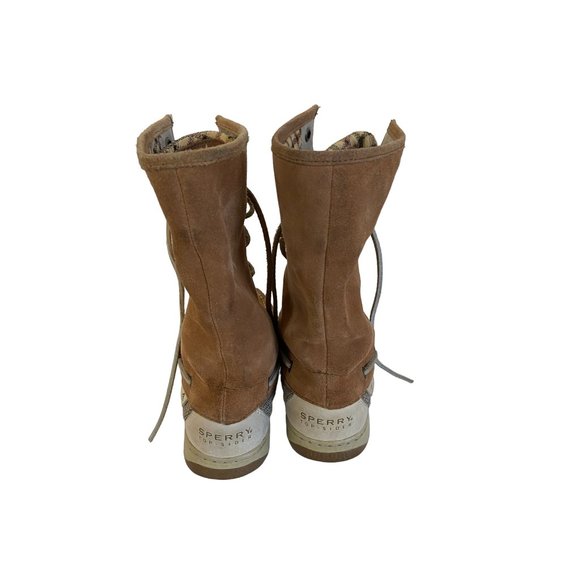 Sperry Boots Top Sider Womens Sz 7.5 M Hikerfish Tan Suede Leather Lace Up - Picture 4 of 6